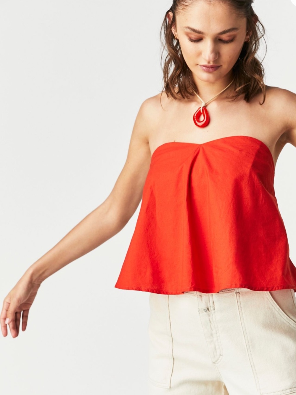 Free People Avery Tube Top (Medium; red/orange)